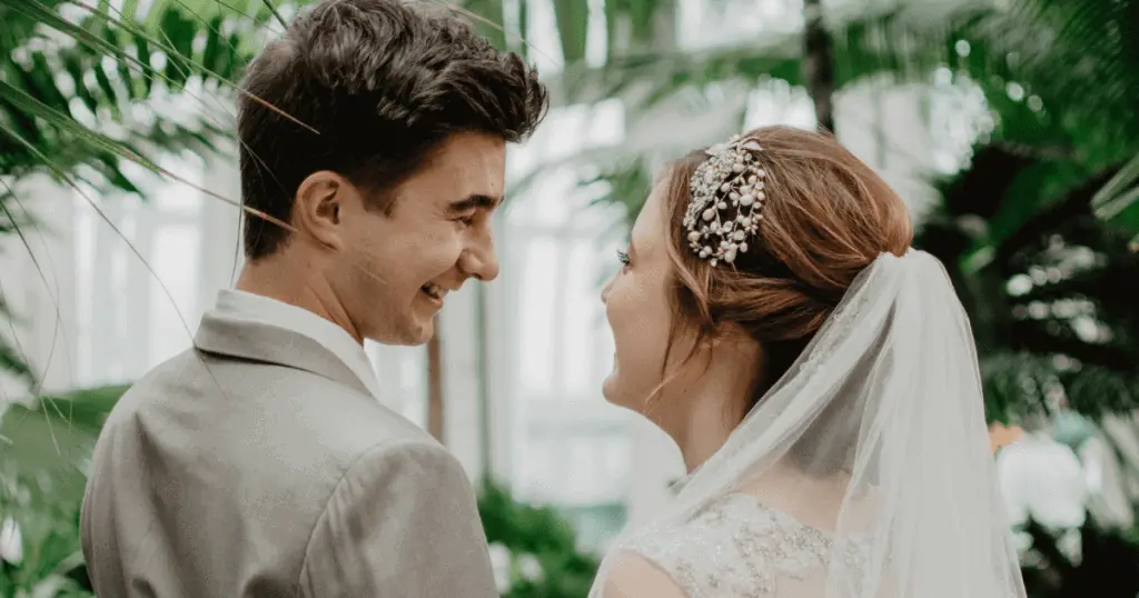 happy couple on wedding day
