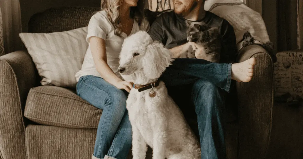 Happy family with pet