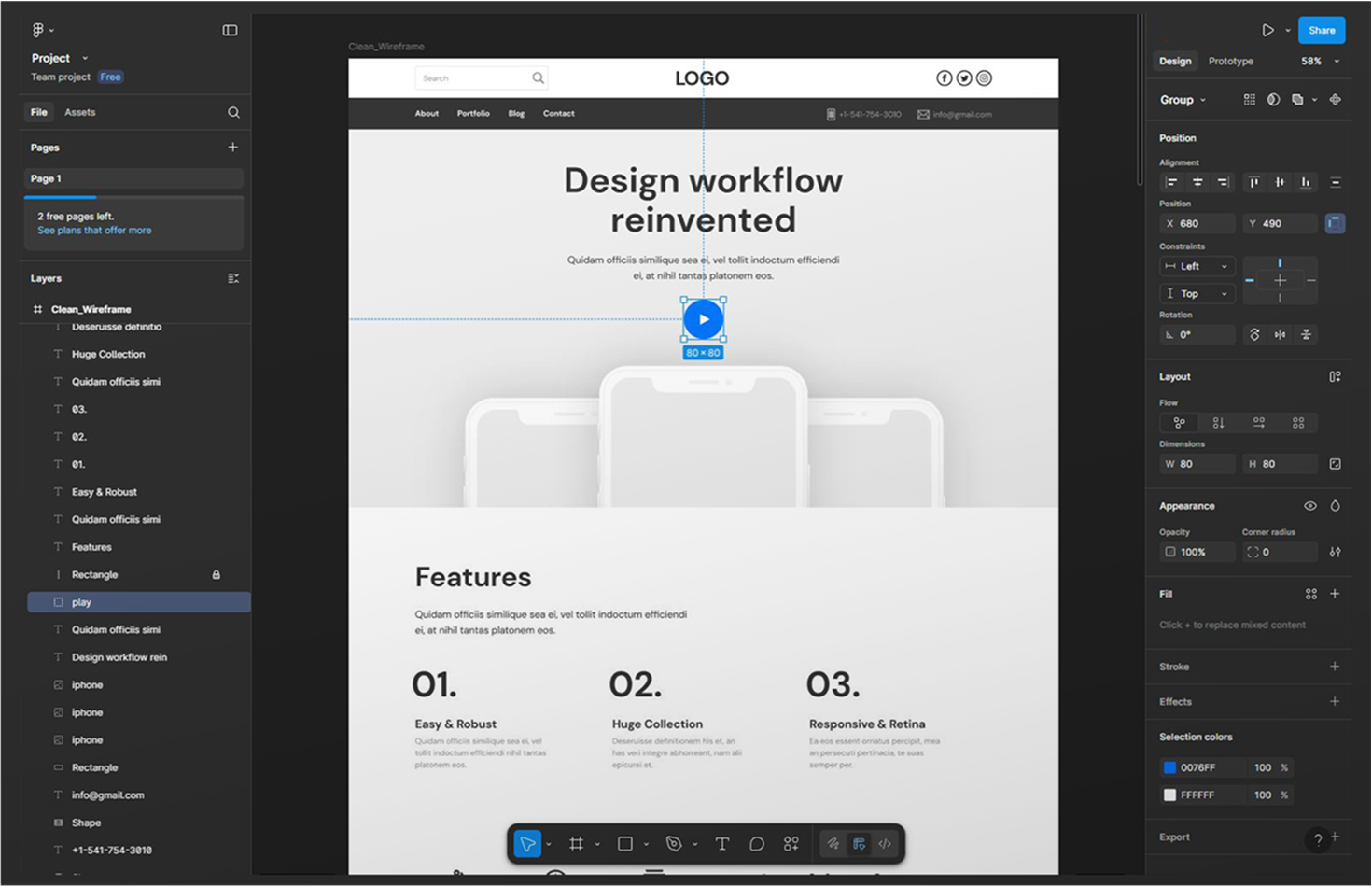 Photo of a website wireframe.