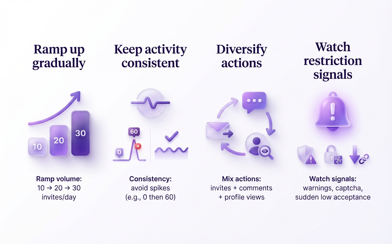 Scale outreach by managing risk and keeping patterns predictable.