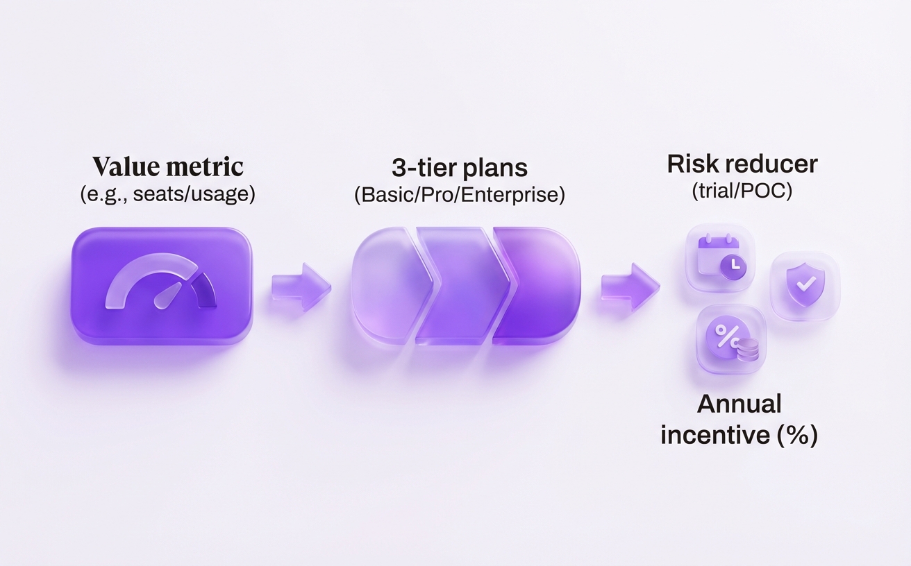 Packaging elements that make the right plan feel obvious.