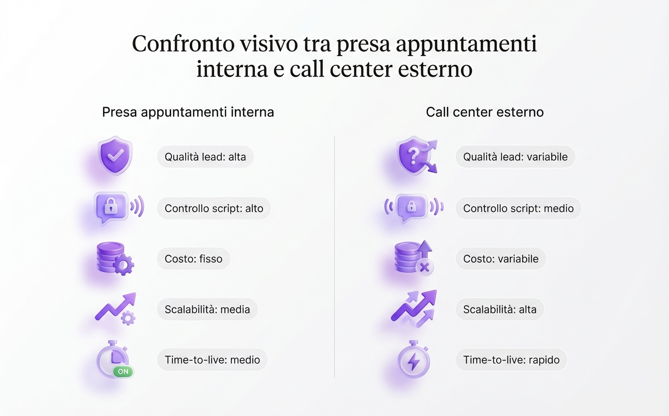 Interno vs call center: quando conviene ciascuna opzione (criteri di scelta).