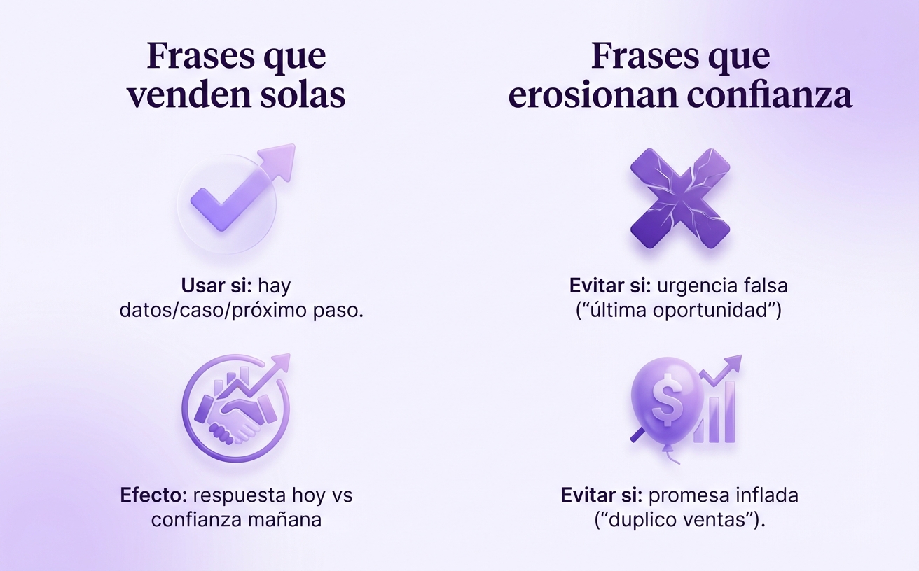 Cuándo una frase persuasiva ayuda y cuándo te cuesta credibilidad.