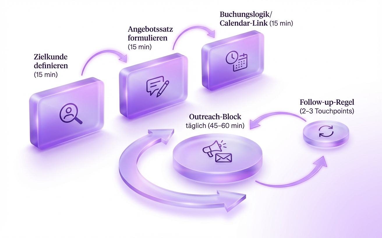 Sofortplan: In 60–90 Minuten die Termin-Maschine aufsetzen und sofort umsetzen.