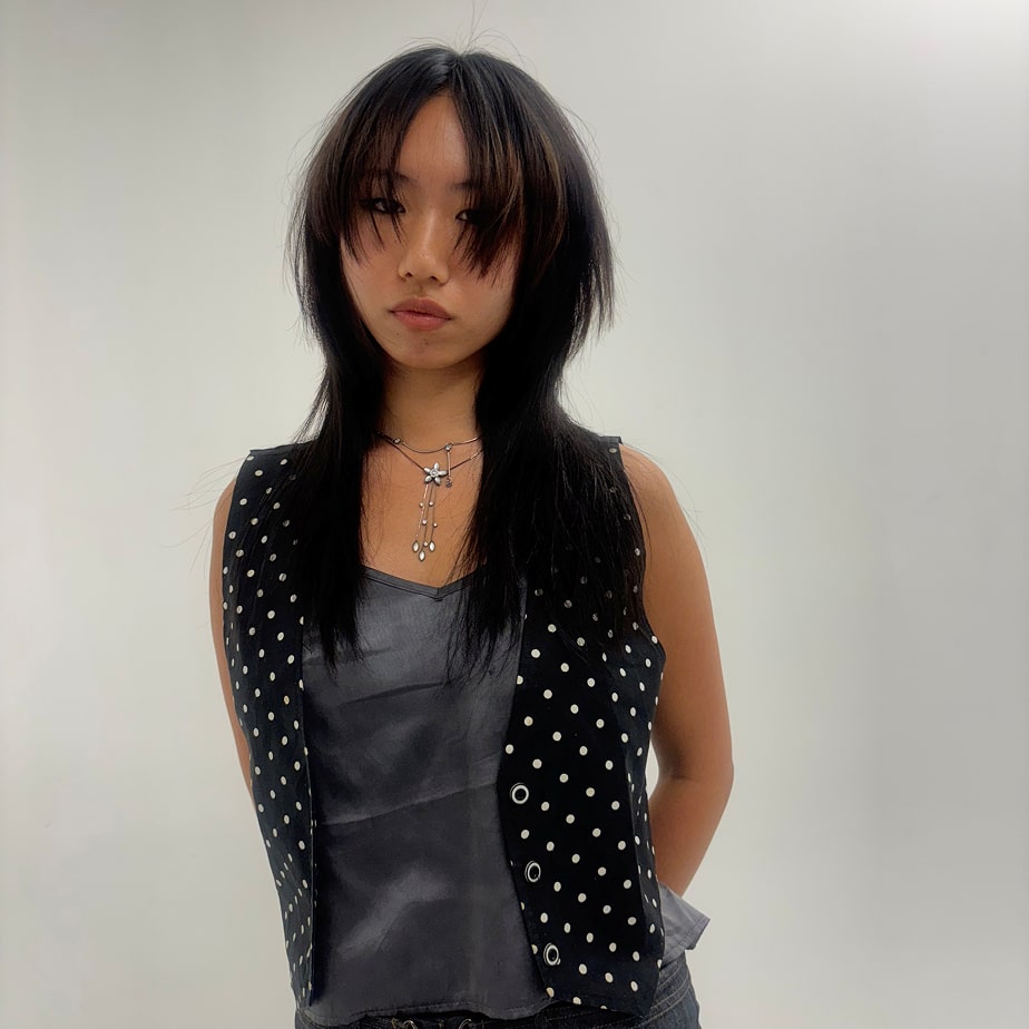 Model with hair styled