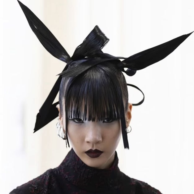 Model with editorial styled hair