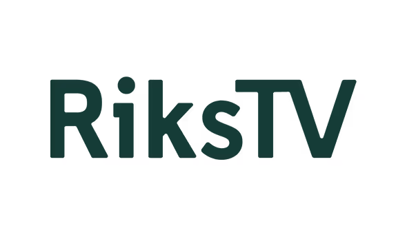Tekst som sier 'Rikstv' med en grønn og svart farge.
