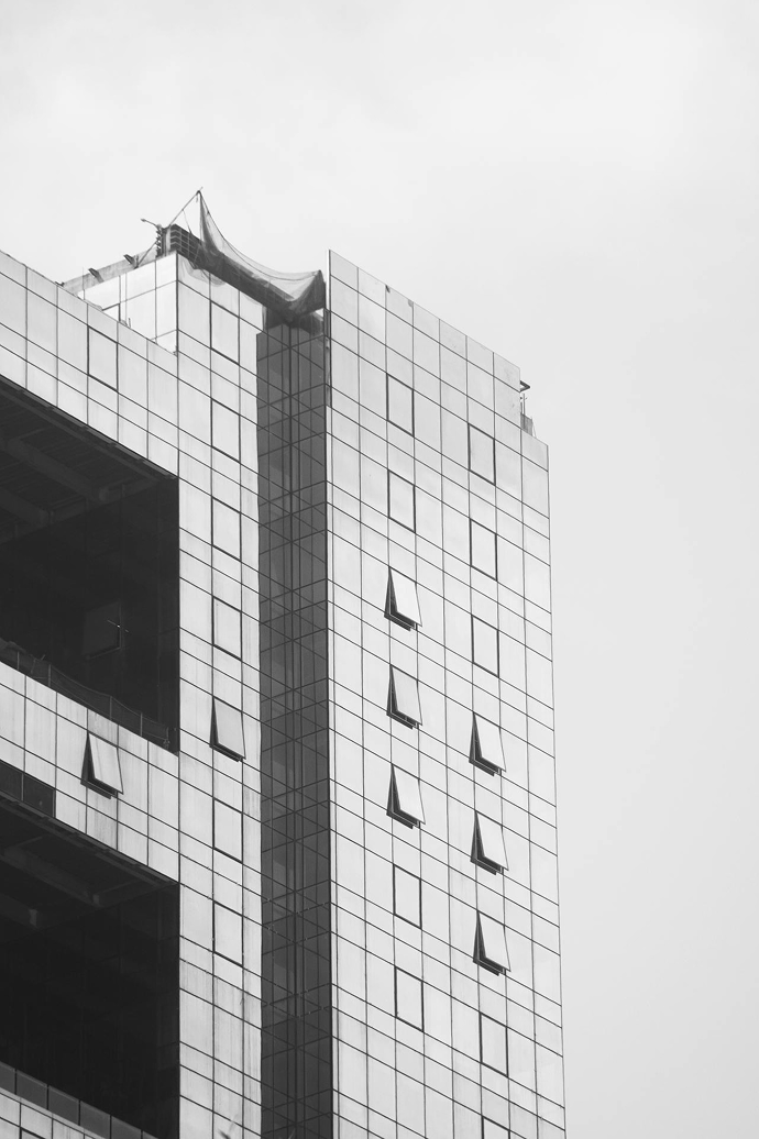 High building in black and white.