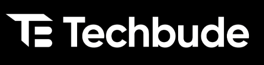 Techbude Logo White on dark background