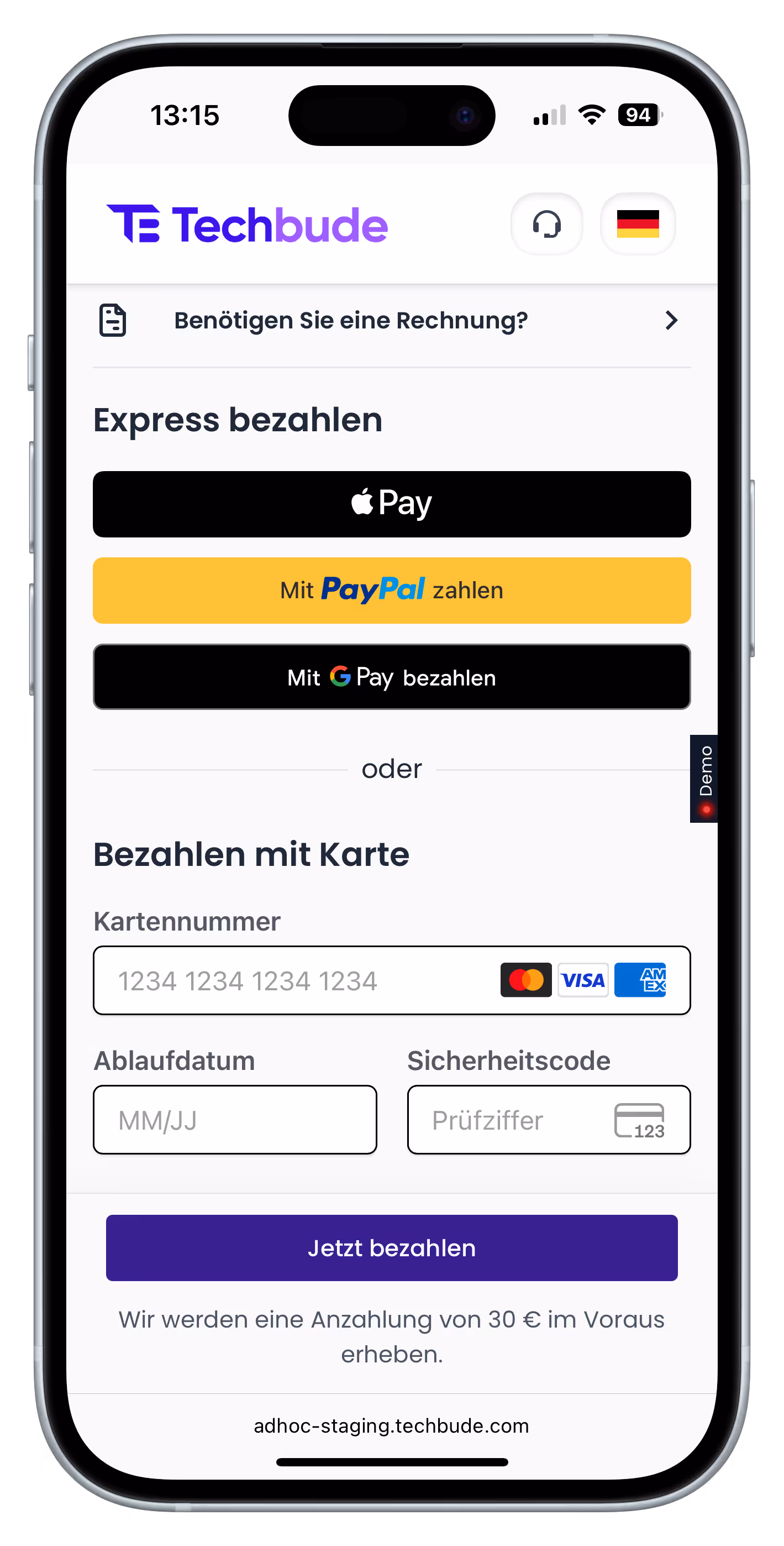 Scan & Go - Techbude Zahlungsmethoden