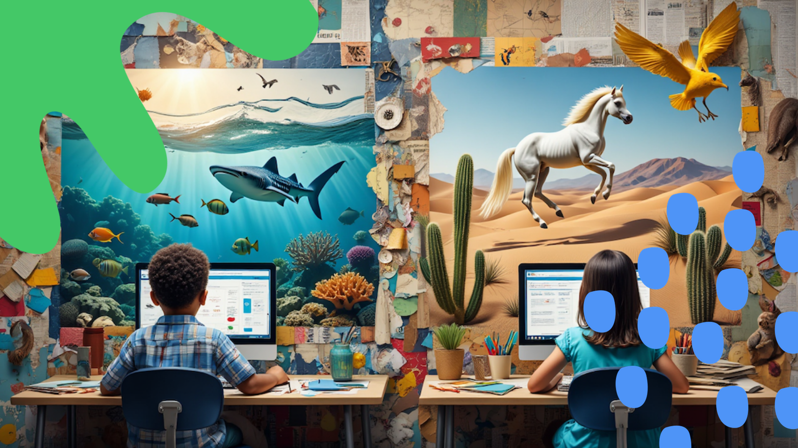 Kindergarteners learning online with a fun, engaging program