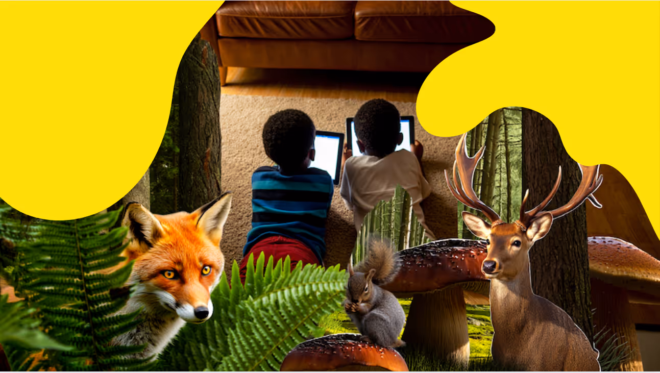 Students learning about plants and animals in an online private school