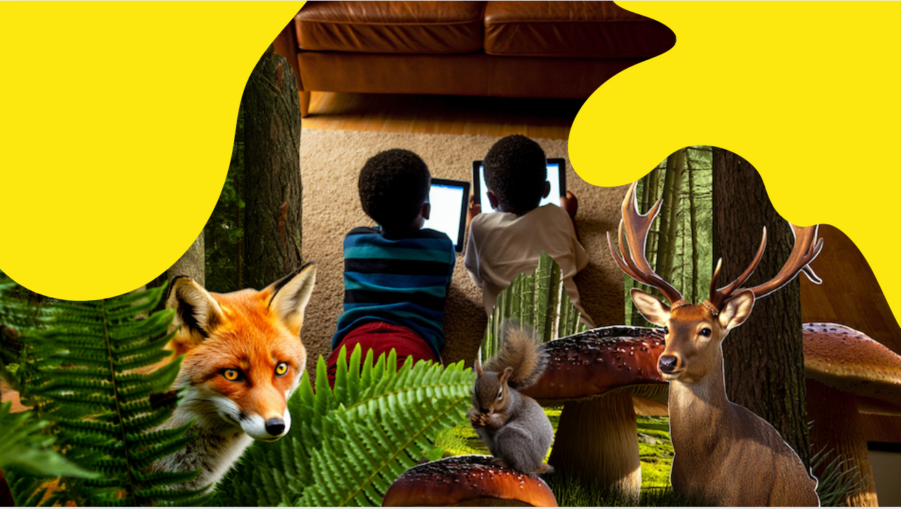 Students learning about plants and animals in an online private school