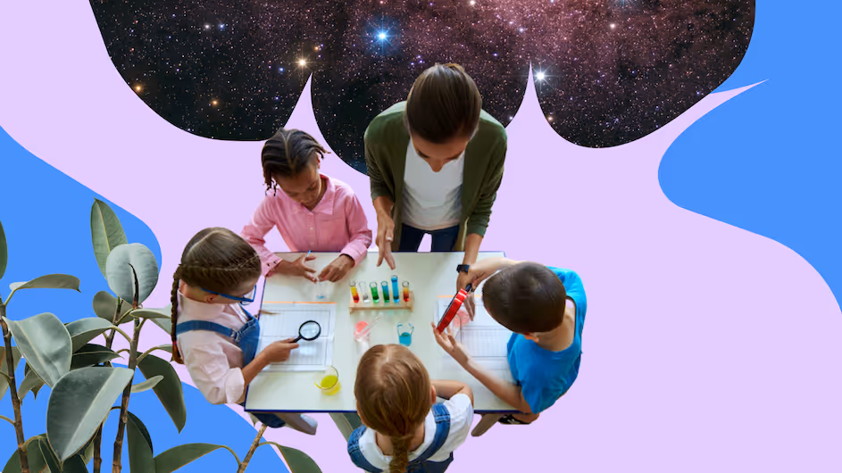 Elementary students engaged in hands-on learning