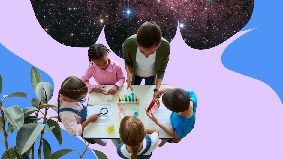 Elementary students engaged in hands-on learning