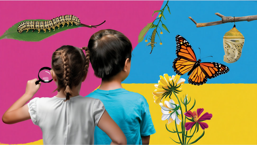 Two children learning biology facts as part of their homeschool curriculum