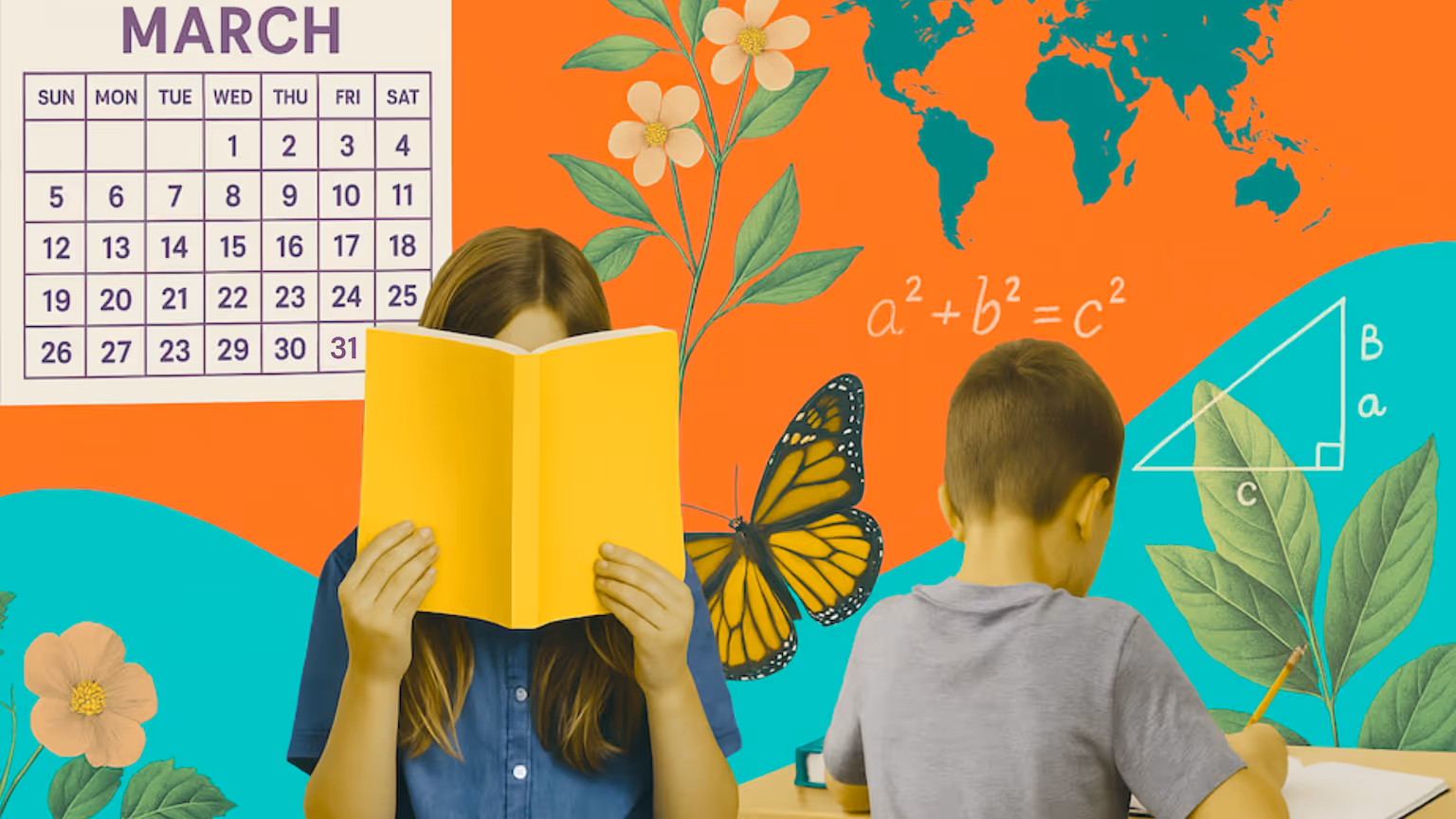 5th-grade homeschoolers following their daily schedule