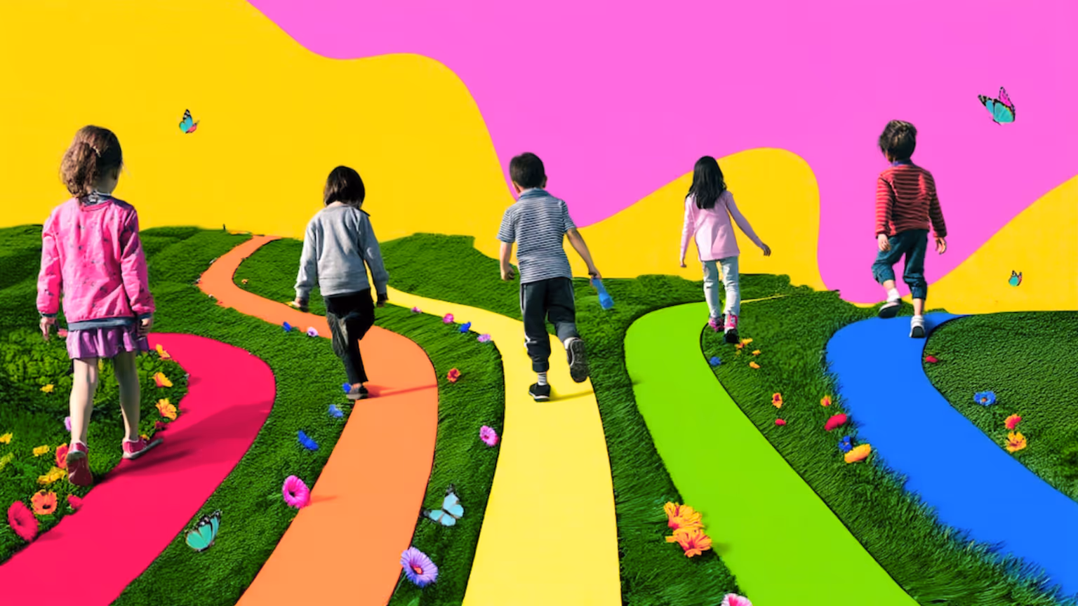 Primary students following personalized learning paths