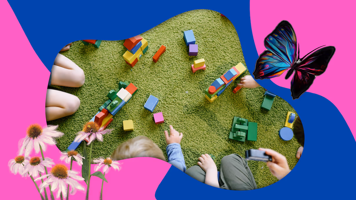 Social-emotional learning inspired by bina's online school with kids collaborating and playing