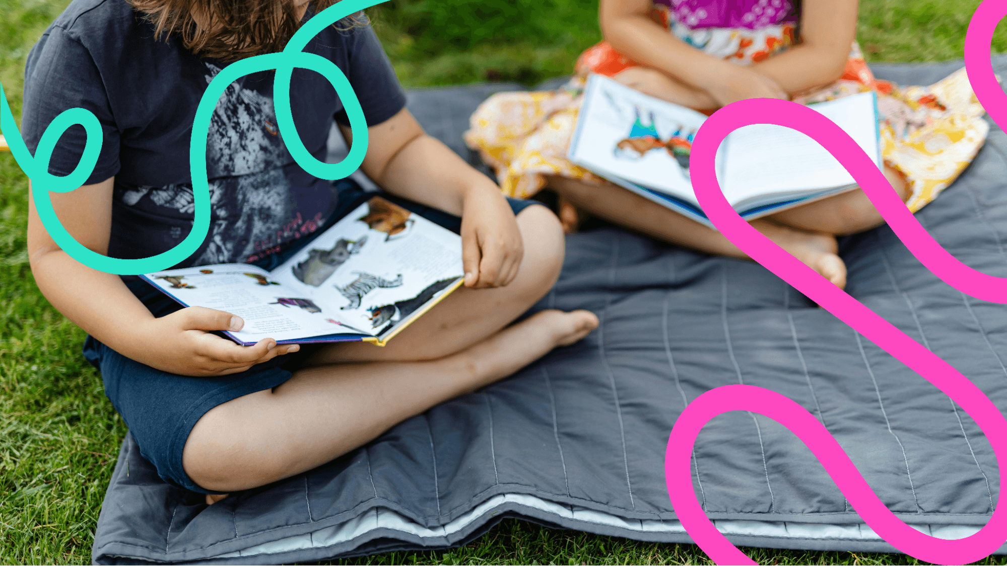 Young kids reading as part of their summer homeschool program