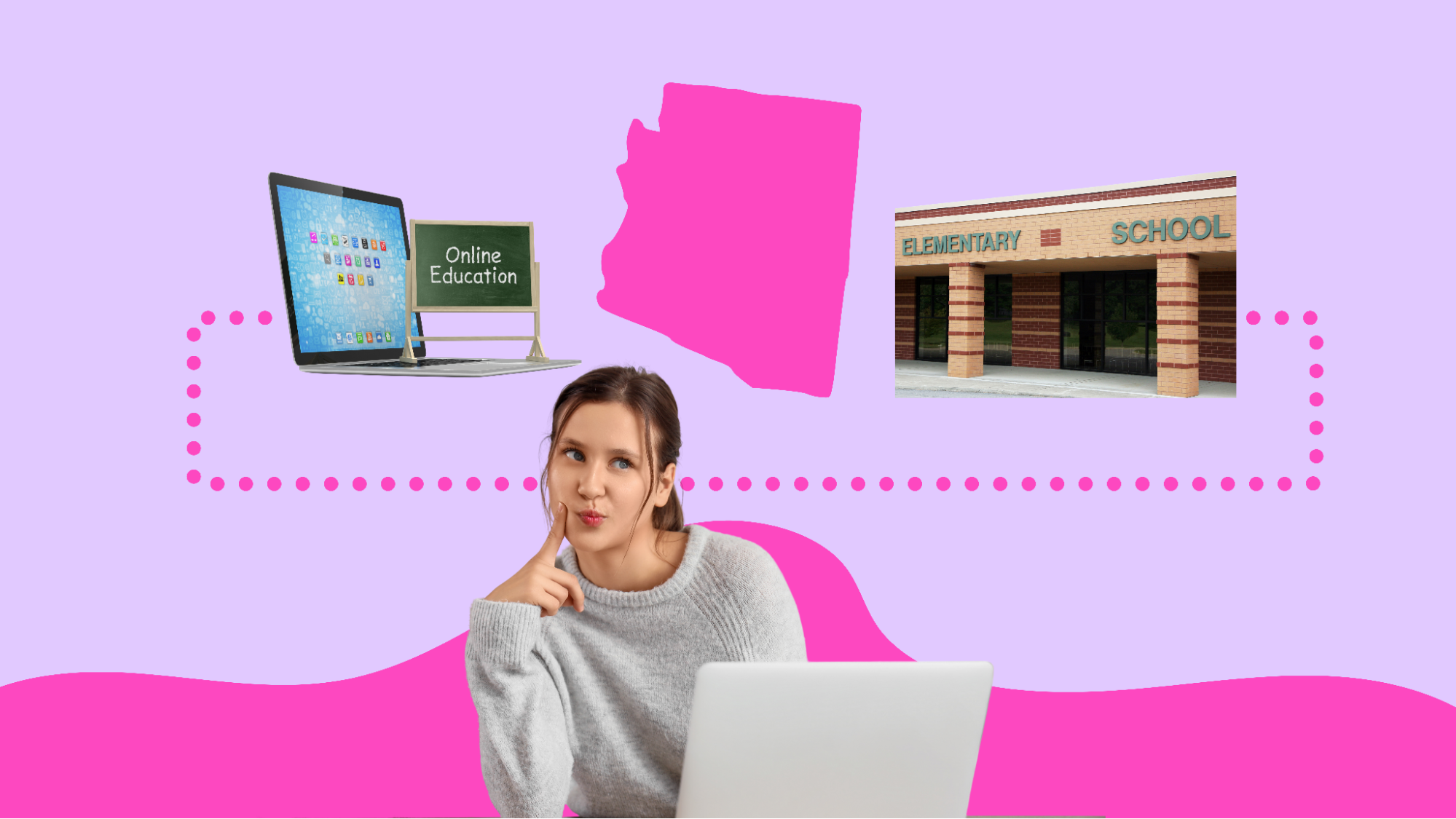  A woman thinking about ESA-approved schools in AZ