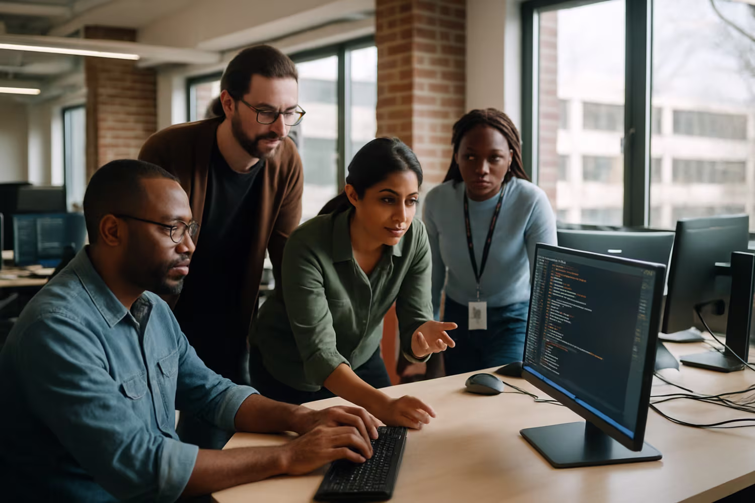 Diverse IT team collaborating, business IT solutions