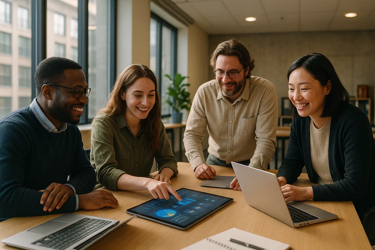Diverse team discussing business IT solutions