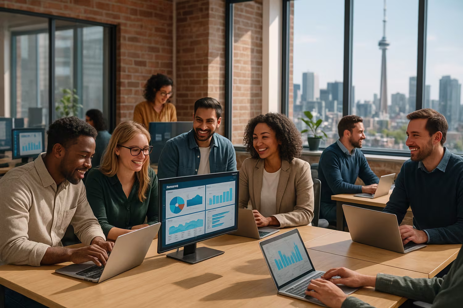 Toronto office professionals discussing IT solutions