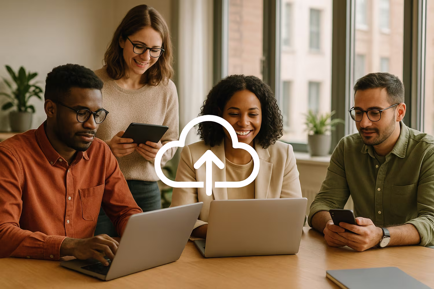 Diverse team managing cloud services