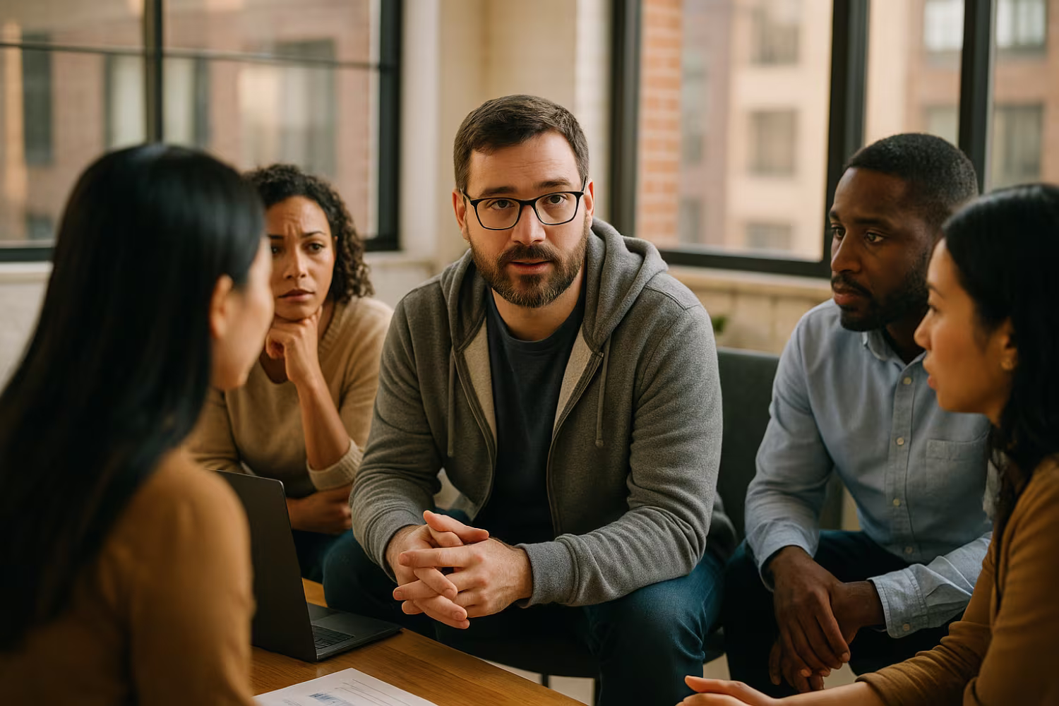 IT professional leading crisis management meeting