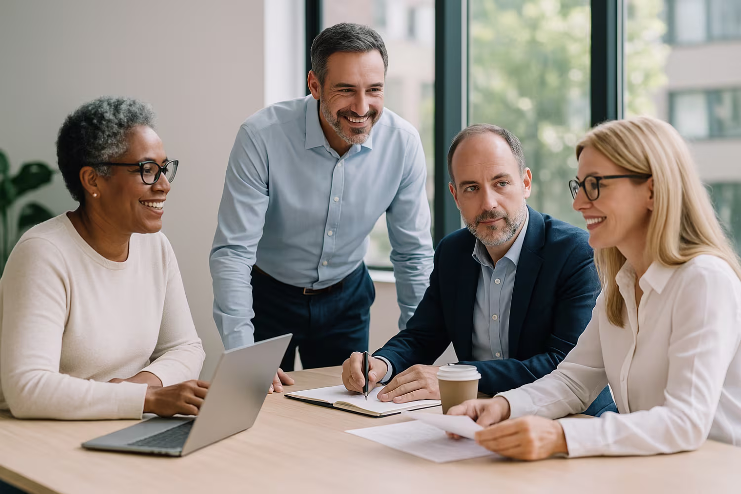 Diverse professionals discussing IT project management