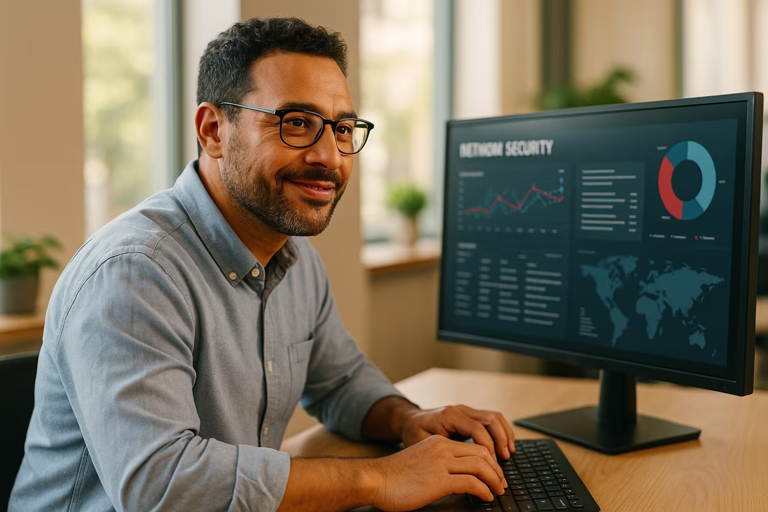 IT specialist conducting network security audit
