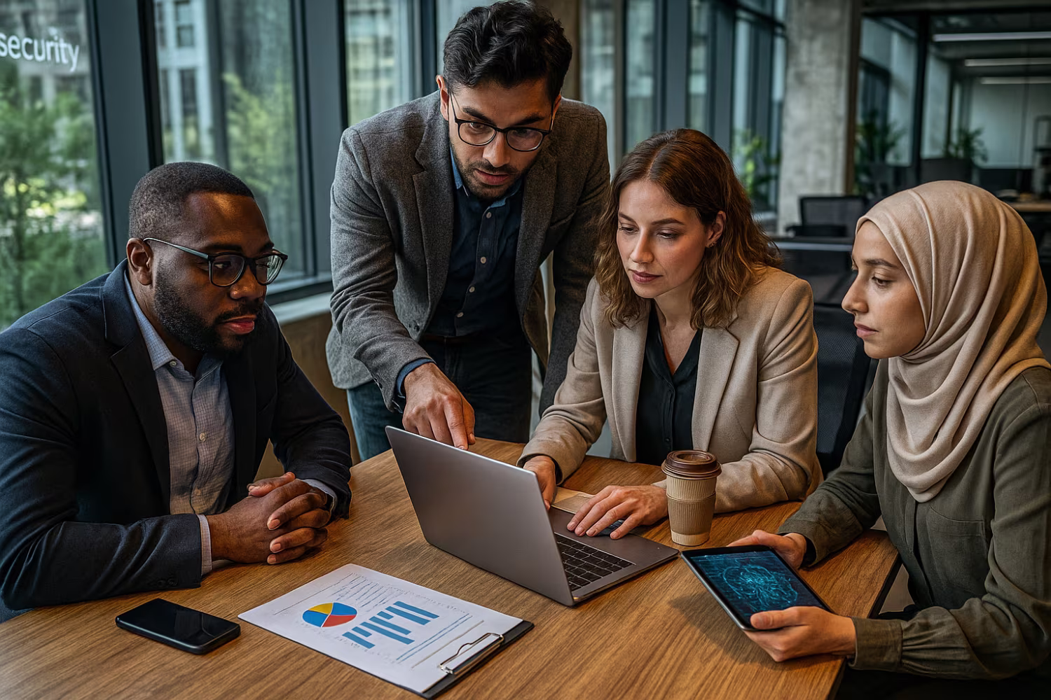 Diverse professionals tackling IT challenges