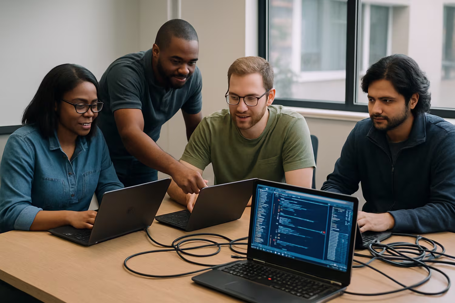 Diverse IT team tackling challenges