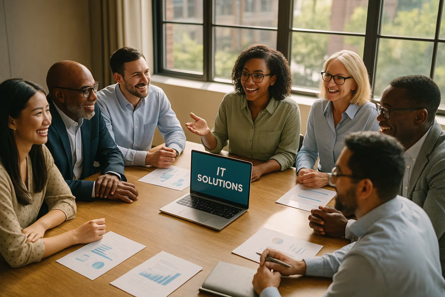 Diverse team discussing IT assessment