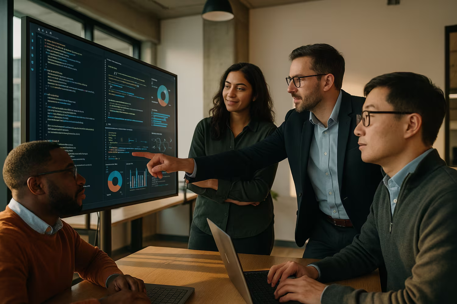 Diverse IT team collaborating securely