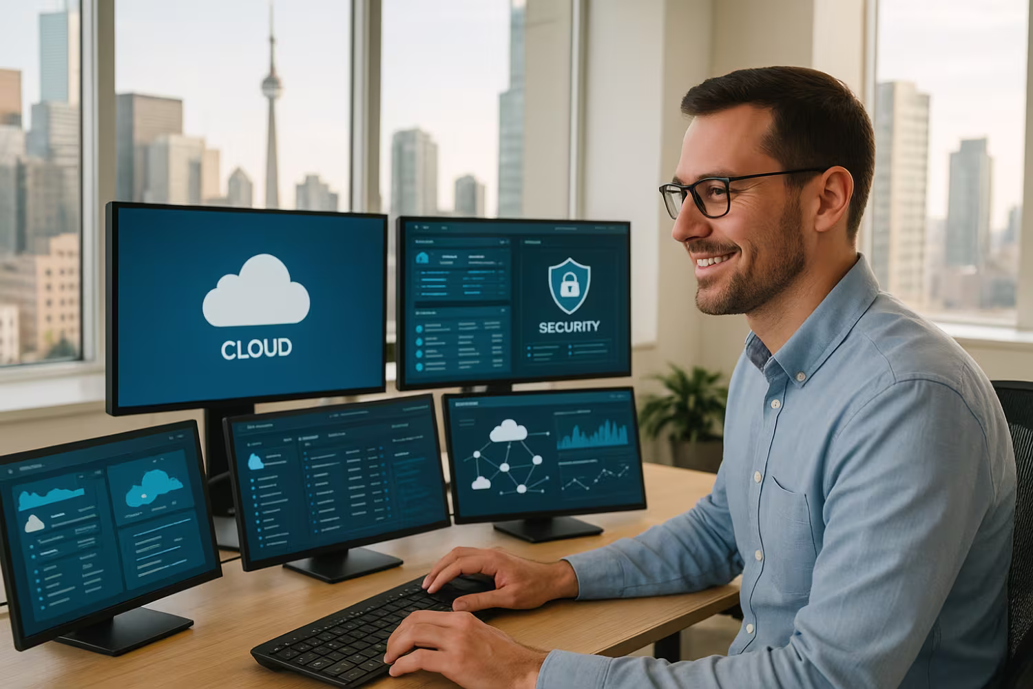 IT technician managing cloud-based services