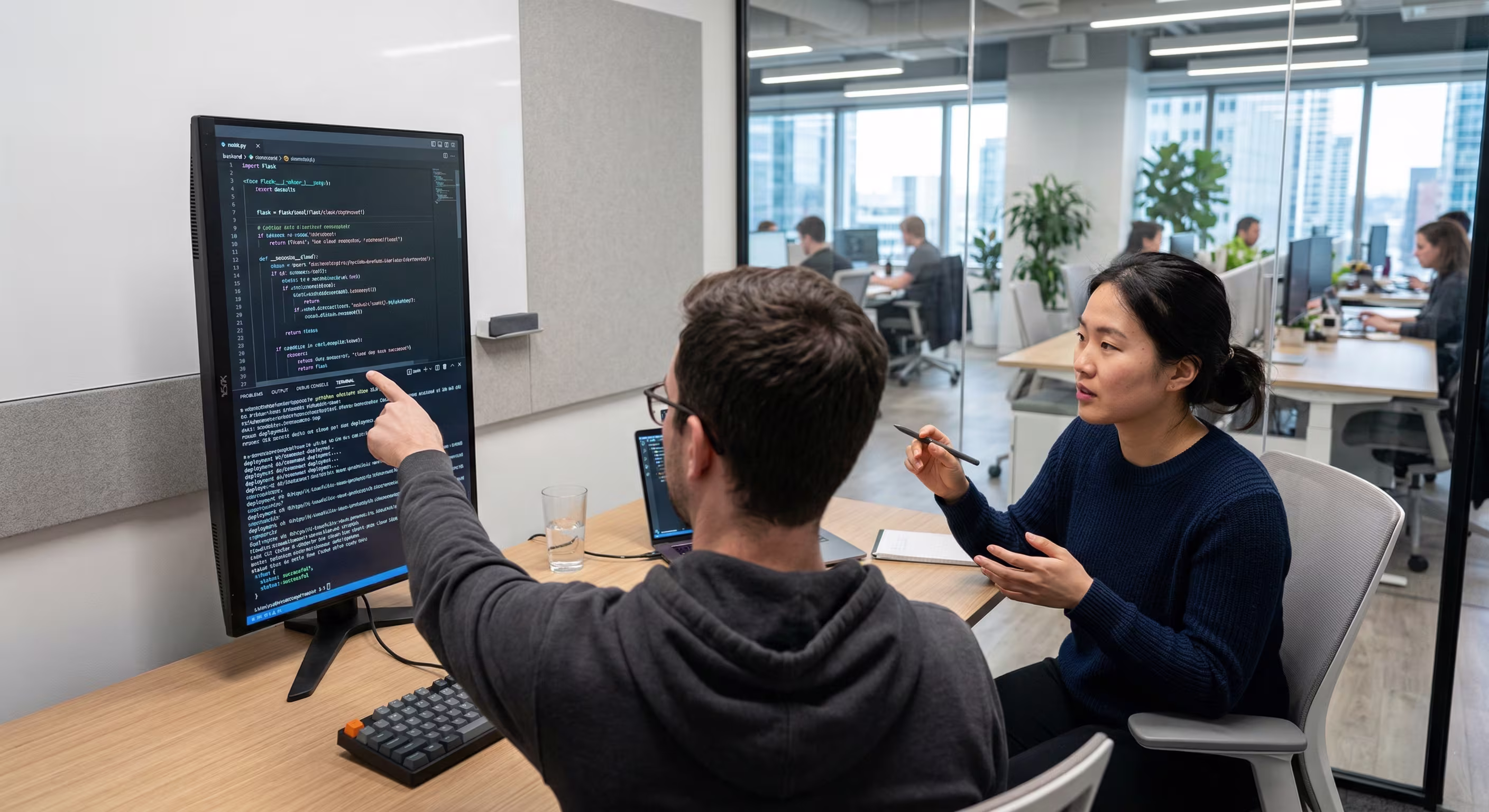 Diverse IT outsourcing team collaborating