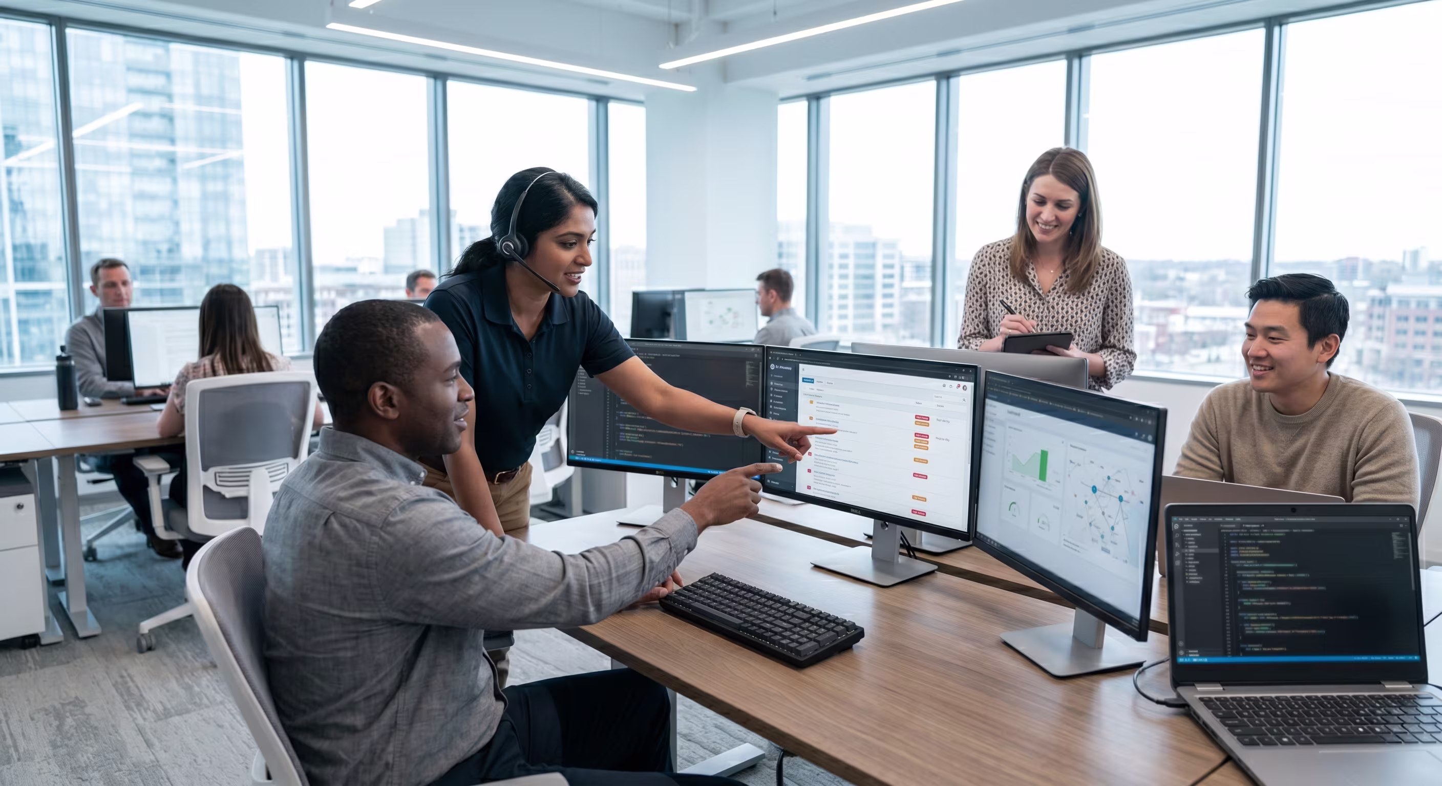 Diverse professionals discussing IT services