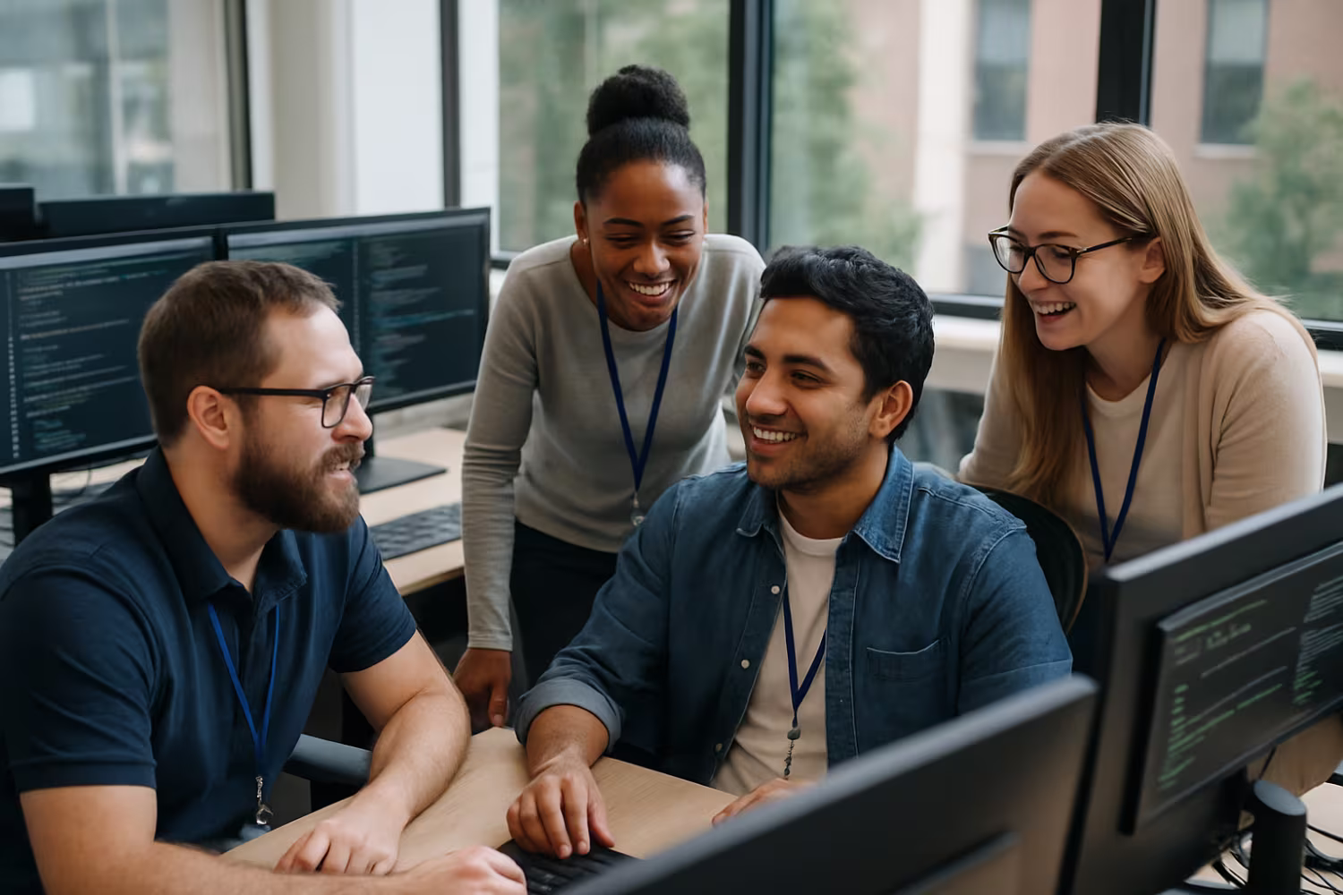Diverse technicians discussing managed IT services cost