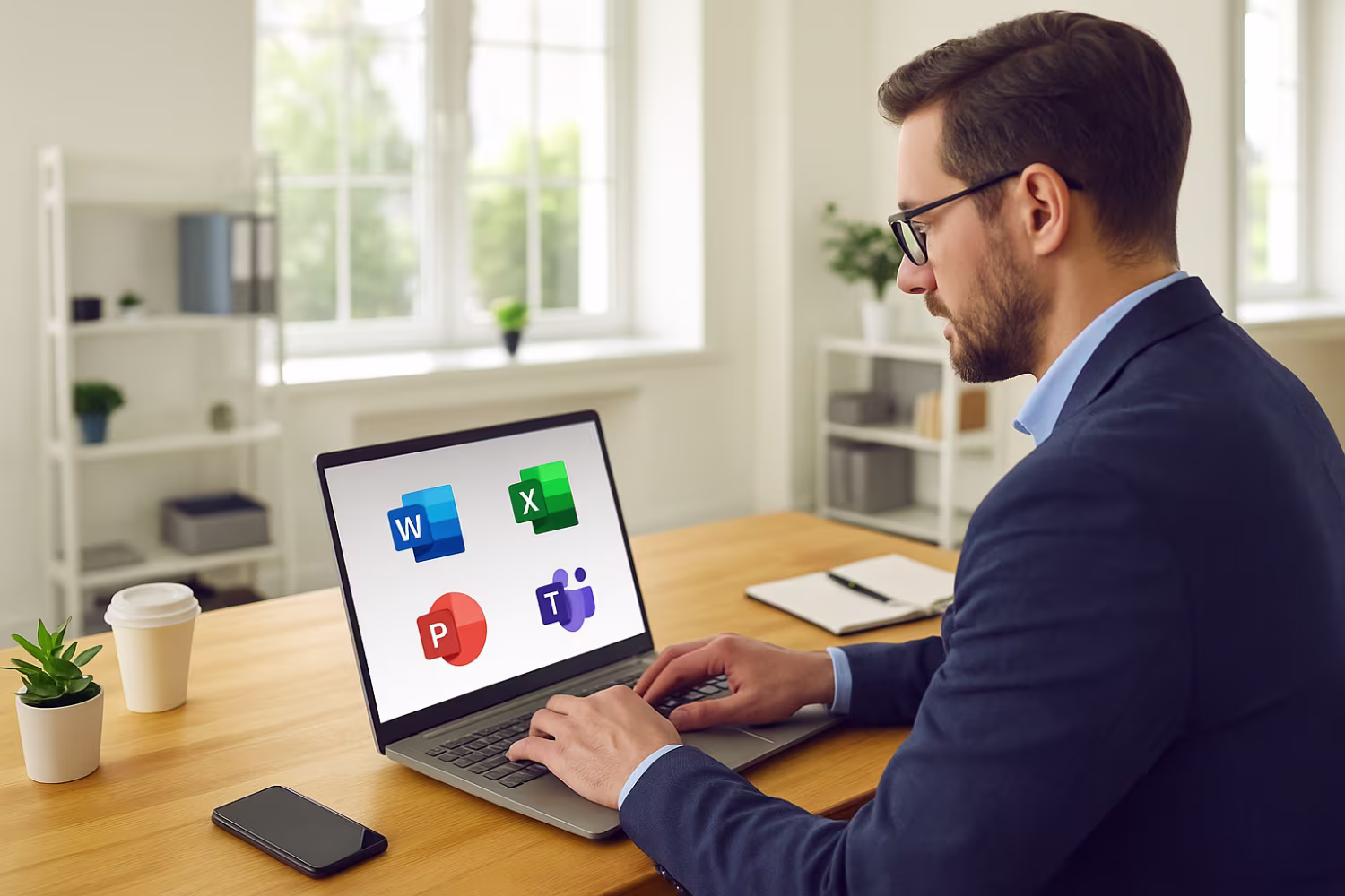 Professional using Microsoft 365 business