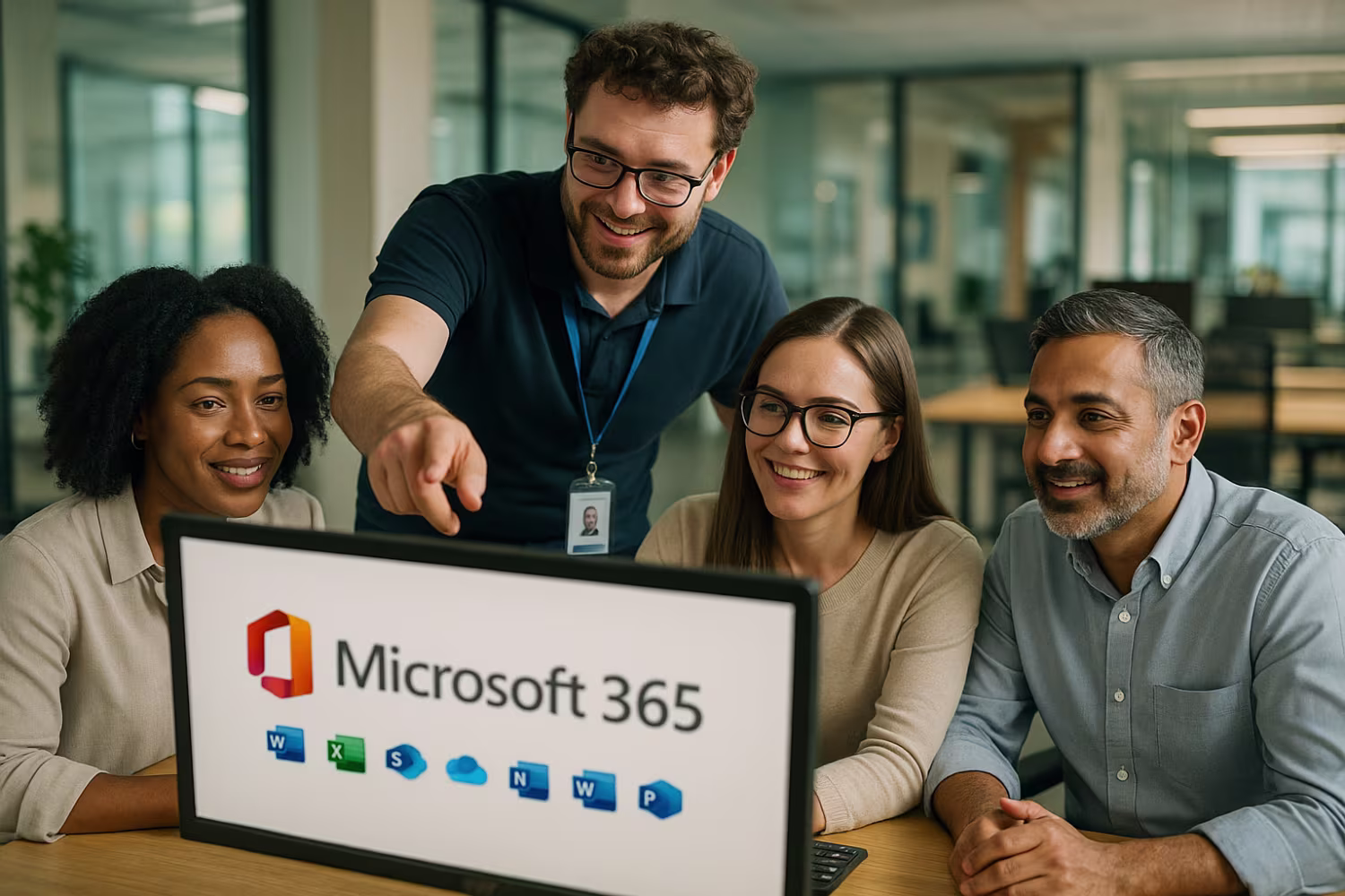 IT technician demonstrating Microsoft 365 cost