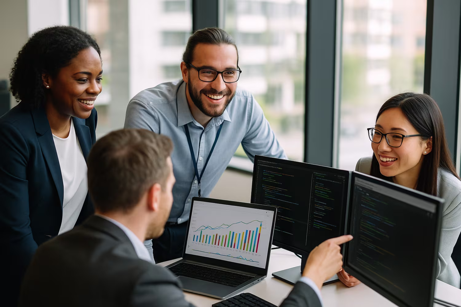 IT technician leading system testing discussion