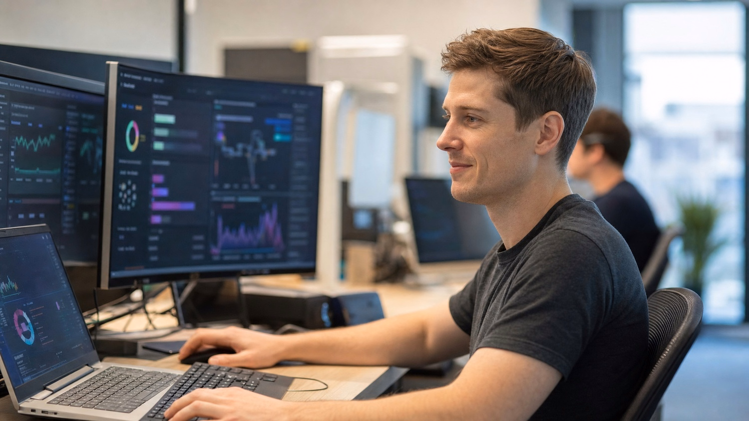 IT analyst studying zero-trust network diagram