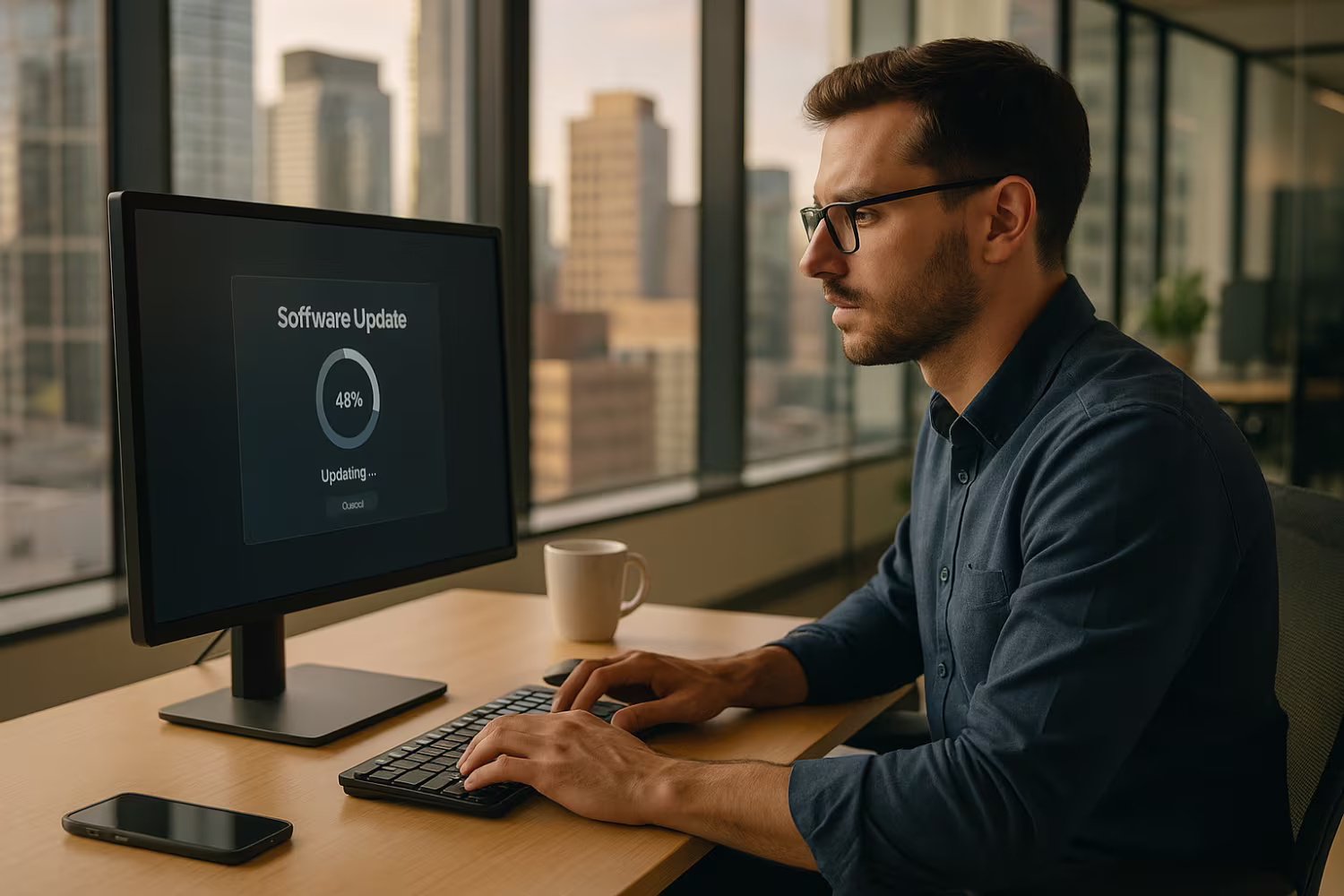 IT professional updating software, Toronto office