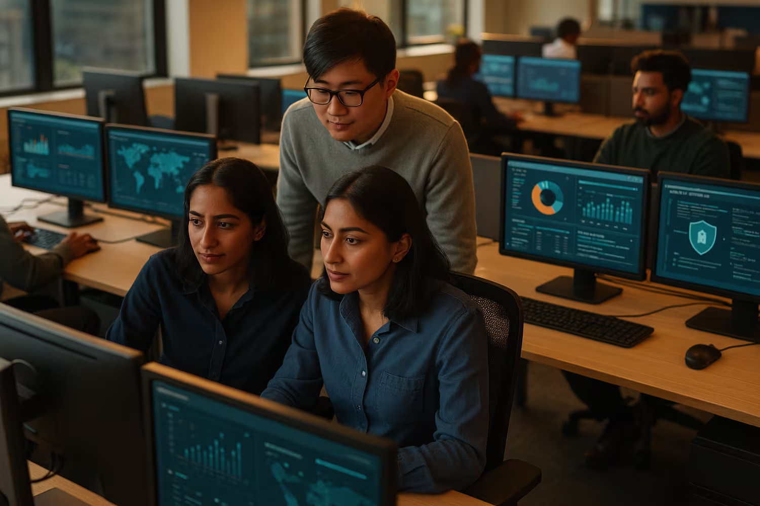 Diverse IT team discussing patch management