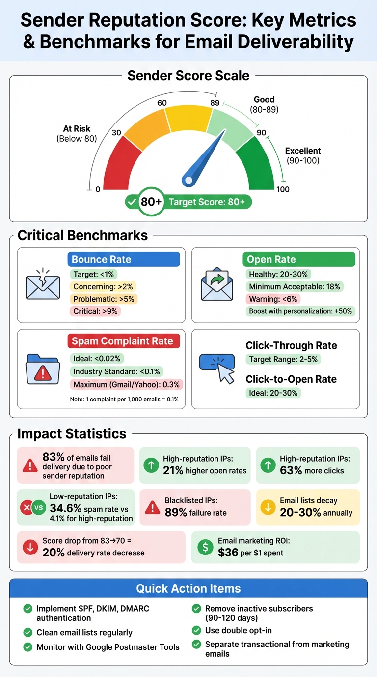 Sender Reputation Score Benchmarks and Key Metrics for Email Deliverability