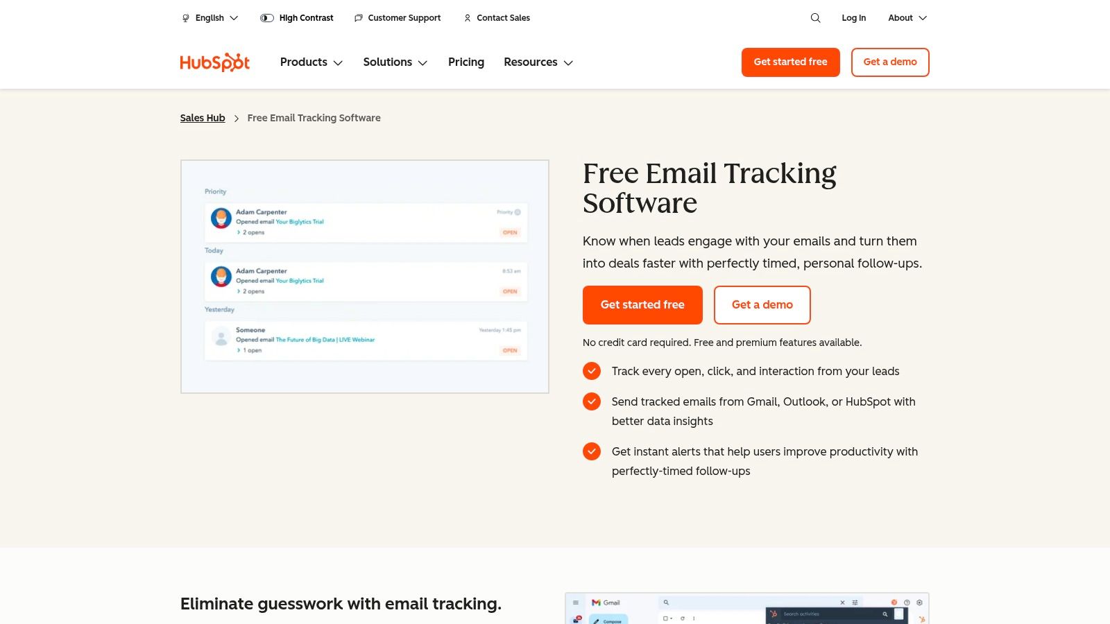 HubSpot (Free email tracking in HubSpot CRM)