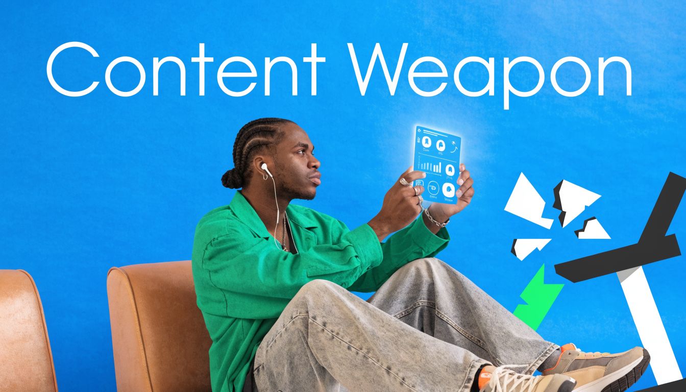 A young man sitting in a brown chair, wearing a green shirt and using a digital tablet.