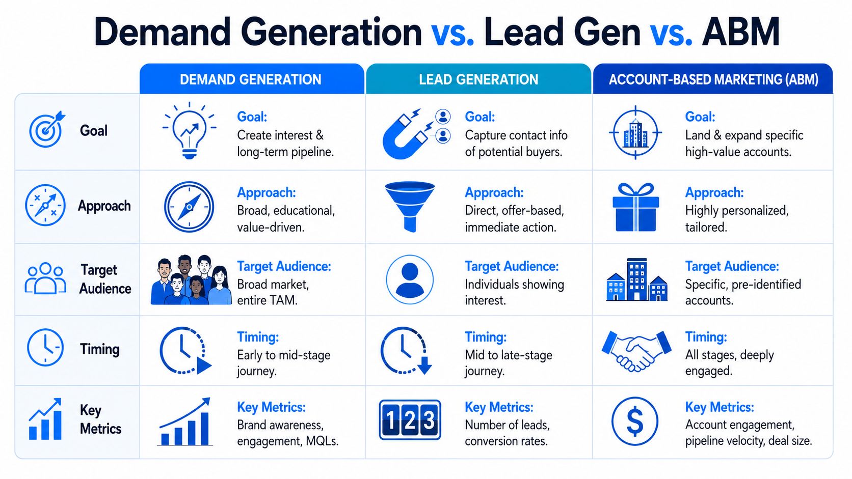 How Demand Generation Differs From Lead Gen and ABM
